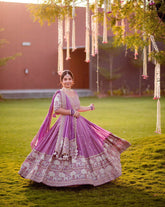 Lovely Purple Georgette Thread Work Lehenga Choli